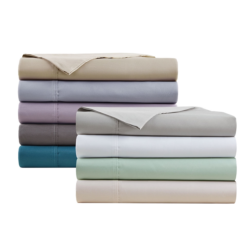 Pemberly Row 600 Thread Count Cooling Cotton Blend 4 PC Sheet Set in Gray