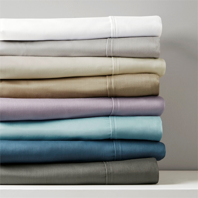 Pemberly Row 800 Thread Count Cotton Blend Sateen Sheet Set in Khaki