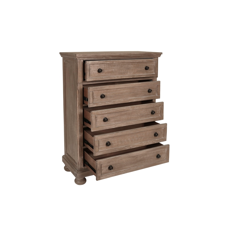 Pemberly Row Modern Solid Wood Engineered Wood Chest in Pewter