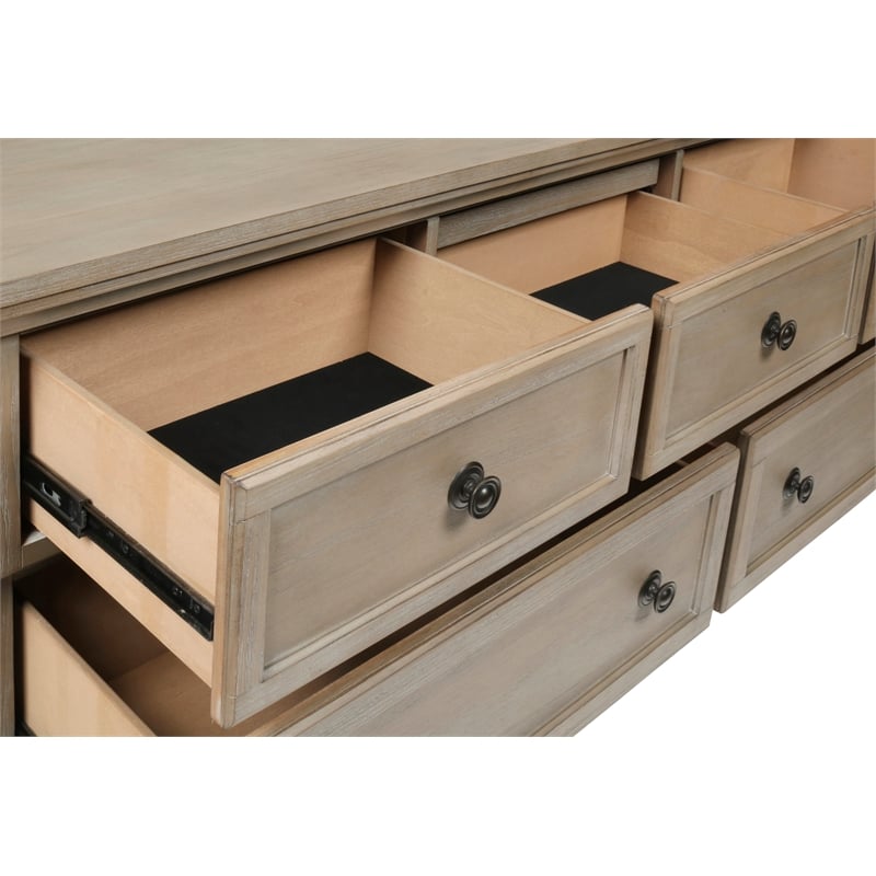 Pemberly Row Modern Solid Wood Engineered Wood Dresser in Pewter
