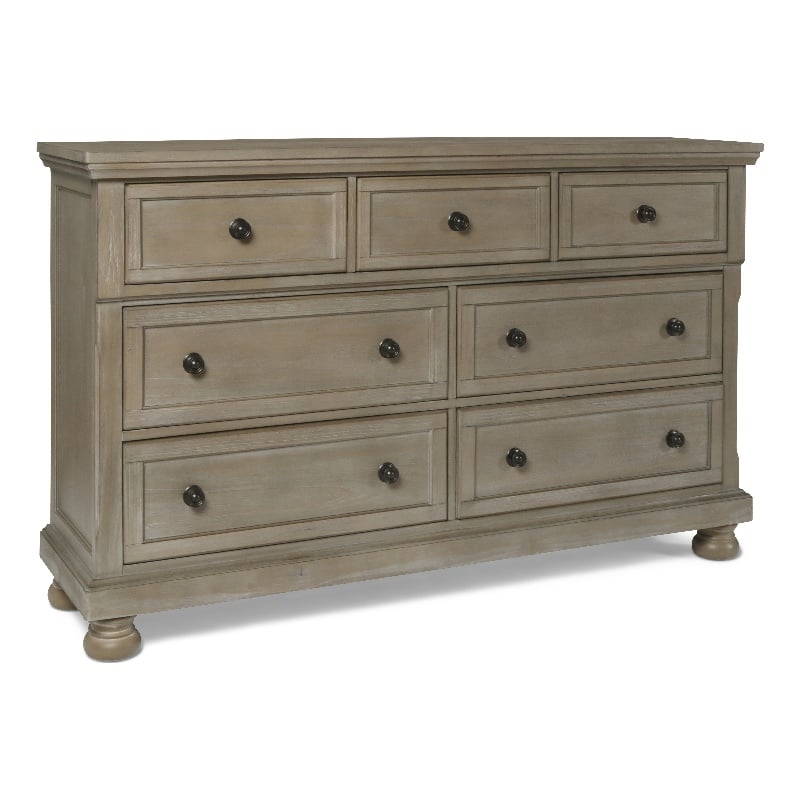 Pemberly Row Modern Solid Wood Engineered Wood Dresser in Pewter