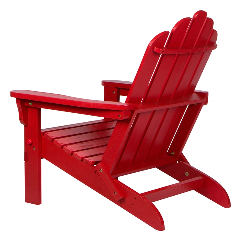 Pemberly Row Traditional Cedar Wood Folding Adirondack Chair in Red