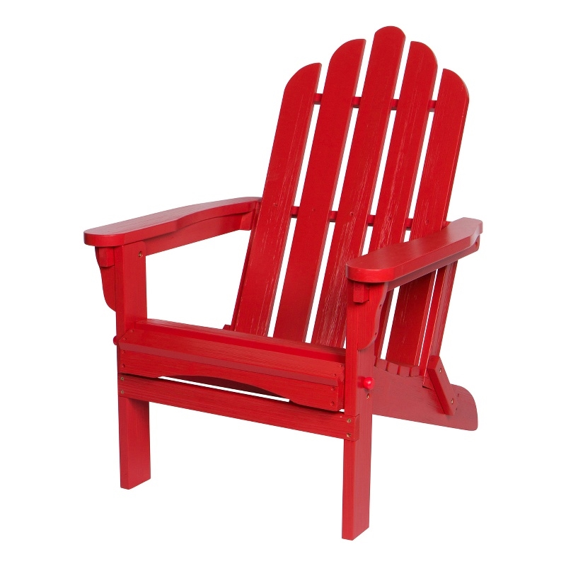 Pemberly Row Traditional Cedar Wood Folding Adirondack Chair in Red