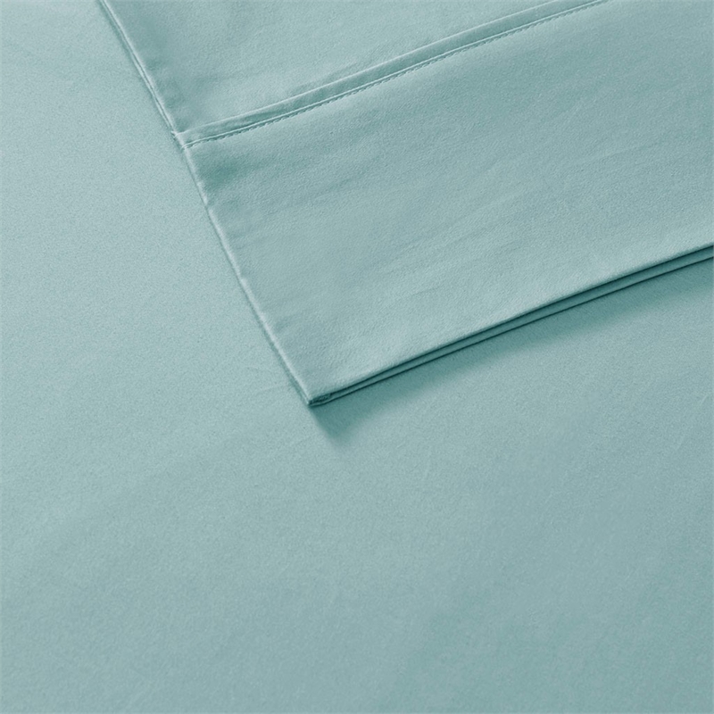 Pemberly Row 800 Thread Count Cotton Blend Sateen Sheet Set in Aqua King