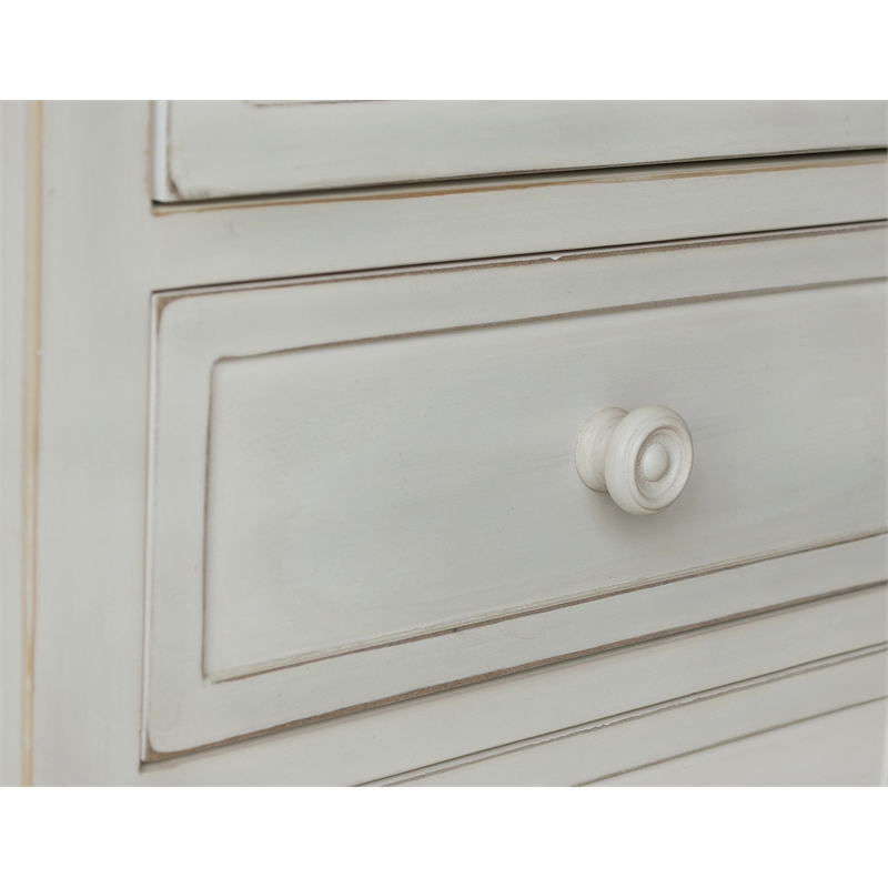 Pemberly Row Antiqued Carved Transitional Wood Chest with 2 Drawers in White