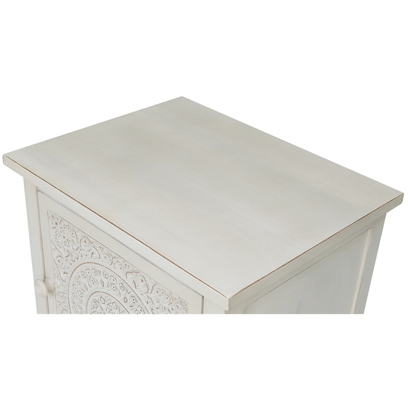 Pemberly Row Antiqued Carved Transitional Wood Chest with 2 Drawers in White
