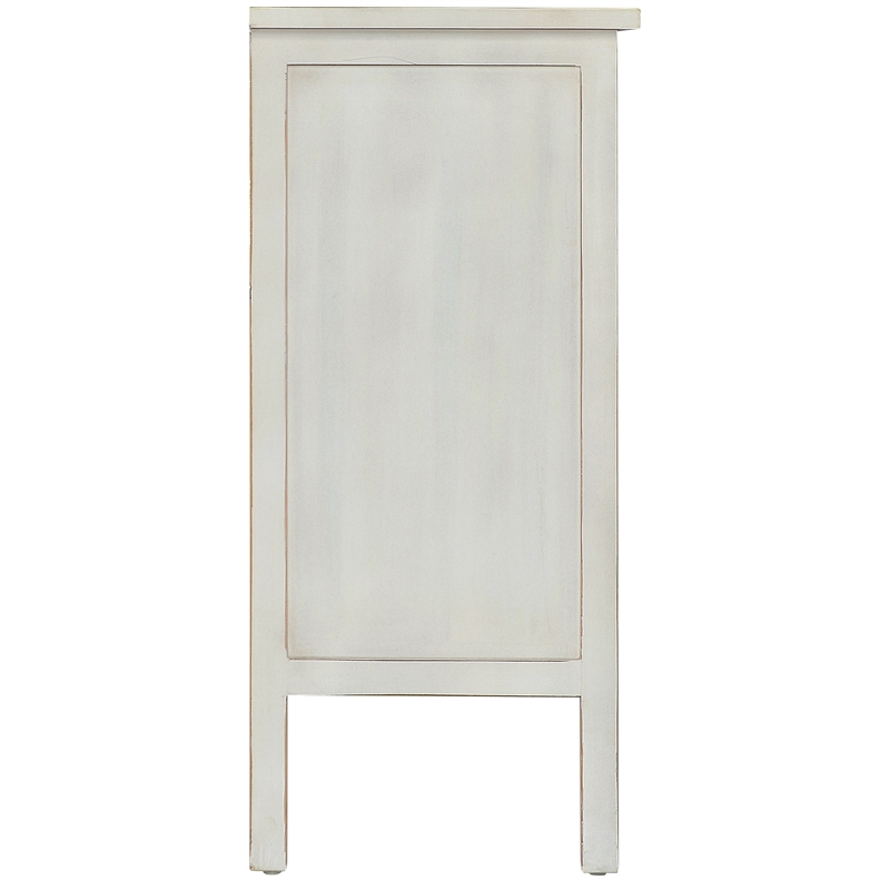 Pemberly Row Antiqued Carved Transitional Wood Chest with 2 Drawers in White