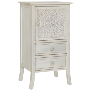 Pemberly Row Antiqued Carved Transitional Wood Chest with 2 Drawers in White