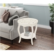 Pemberly Row Antiqued Carved Transitional Wood/Glass Side Table in White