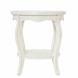Pemberly Row Antiqued Carved Transitional Wood/Glass Side Table in White
