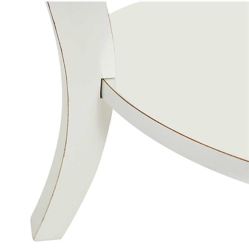 Pemberly Row Antiqued Carved Transitional Wood/Glass Side Table in White