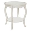 Pemberly Row Antiqued Carved Transitional Wood/Glass Side Table in White