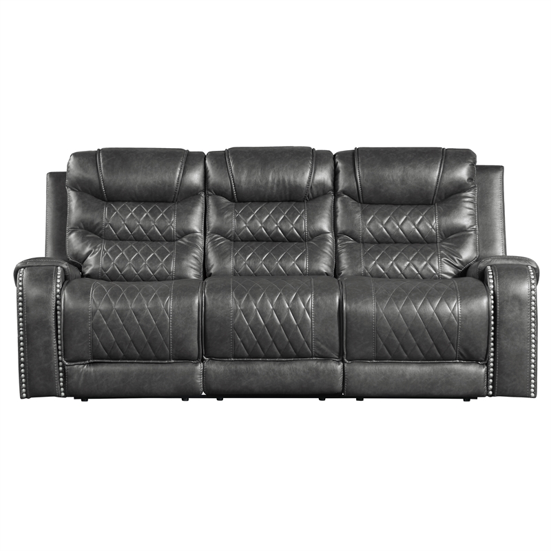 Pemberly Row 2-Piece Upholstered Manual Reclining Sofa Set in Gray