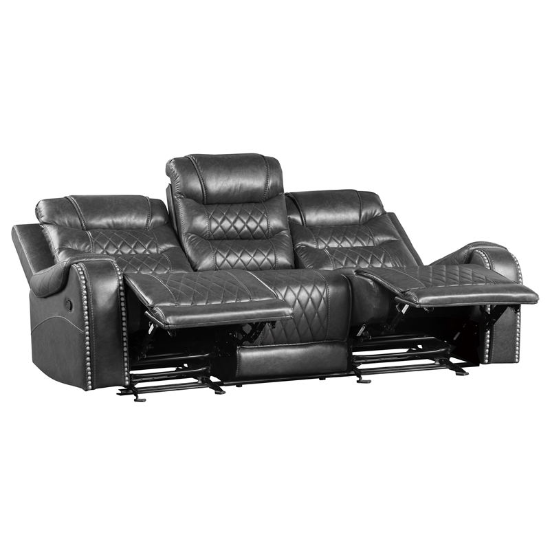 Pemberly Row 2-Piece Upholstered Manual Reclining Sofa Set in Gray