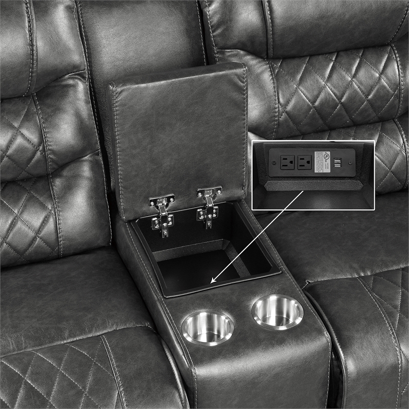 Pemberly Row 2-Piece Upholstered Manual Reclining Sofa Set in Gray