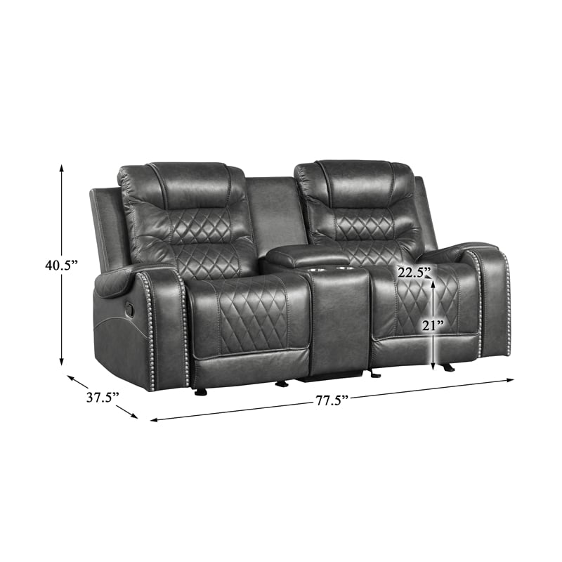 Pemberly Row 2-Piece Upholstered Manual Reclining Sofa Set in Gray