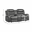 Pemberly Row 2-Piece Upholstered Manual Reclining Sofa Set in Gray