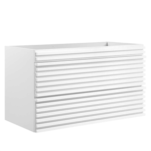 Pemberly Row 35&quot MDF Wood Wall-Mount Bathroom Vanity Cabinet in White