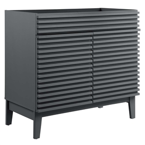 Pemberly Row 35&quot MDF and Particleboard Bathroom Vanity Cabinet in Gray