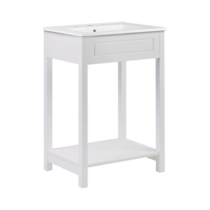 Pemberly Row 24&quot MDF Ceramic and Particleboard Bathroom Vanity in White