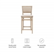 Pemberly Row Folding Counter Stool Fabric Padded Back & Seat in Graywash Wood