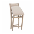 Pemberly Row Folding Counter Stool Fabric Padded Back & Seat in Graywash Wood