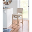 Pemberly Row Folding Counter Stool Fabric Padded Back & Seat in Graywash Wood