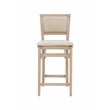 Pemberly Row Folding Counter Stool Fabric Padded Back & Seat in Graywash Wood