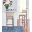 Pemberly Row Folding Counter Stool Fabric Padded Back & Seat in Graywash Wood