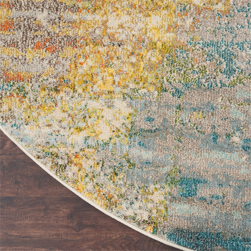 Pemberly Row 10' x Round Multicolor Fabric Modern Area Rug (10' Round)