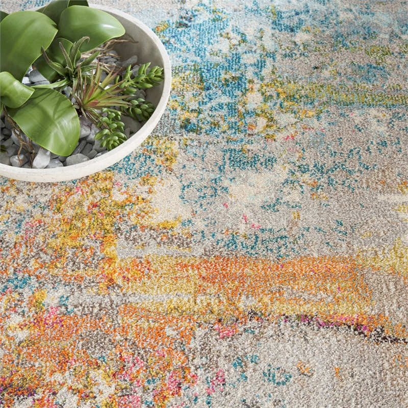 Pemberly Row 10' x Round Multicolor Fabric Modern Area Rug (10' Round)