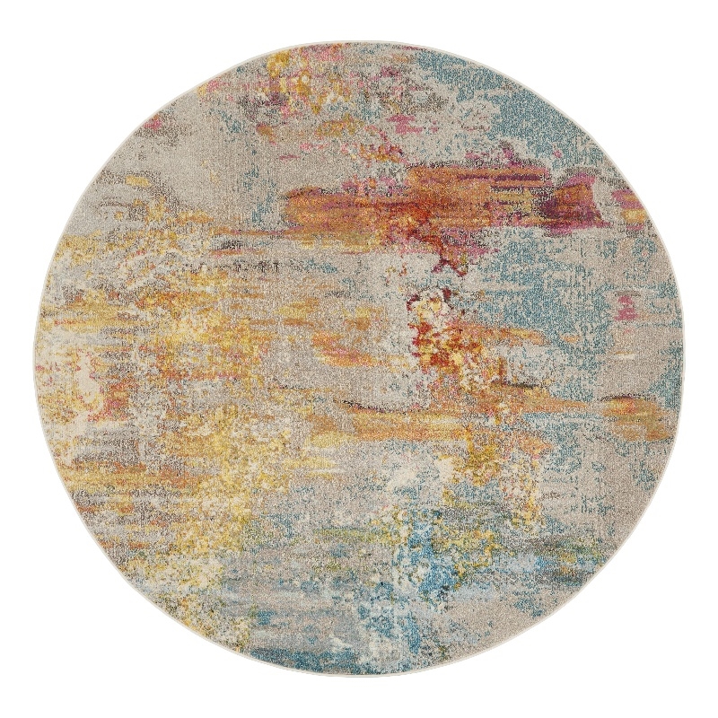 Pemberly Row 10' x Round Multicolor Fabric Modern Area Rug (10' Round)