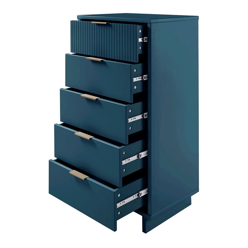 Pemberly Row Modern Tall & Narrow Engineered Wood Dresser in Blue