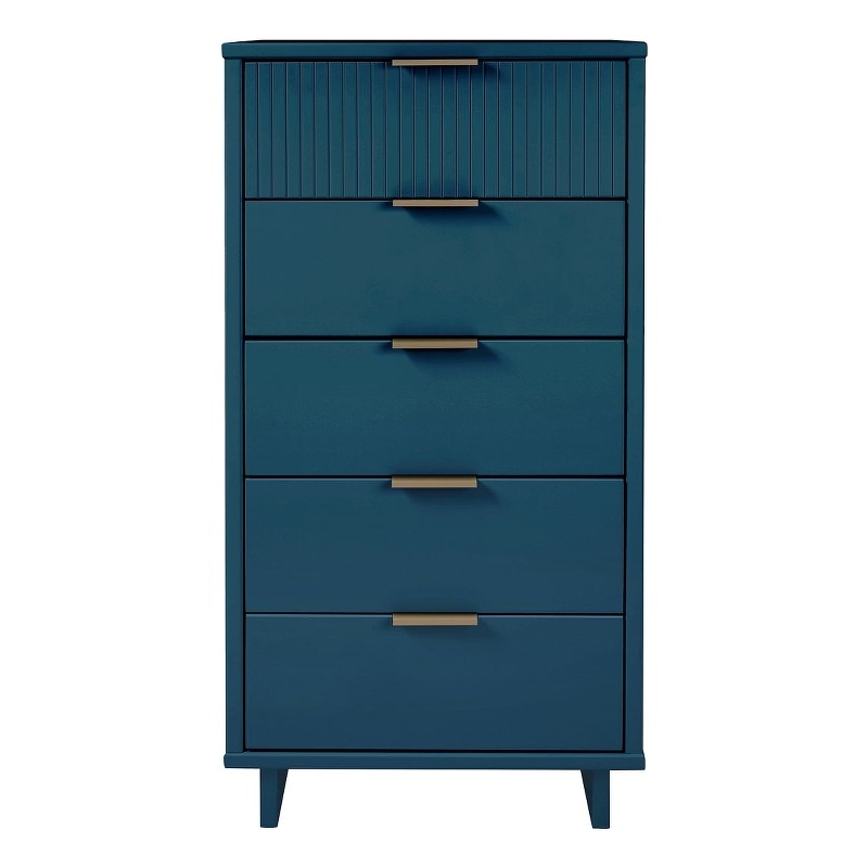 Pemberly Row Modern Tall & Narrow Engineered Wood Dresser in Blue