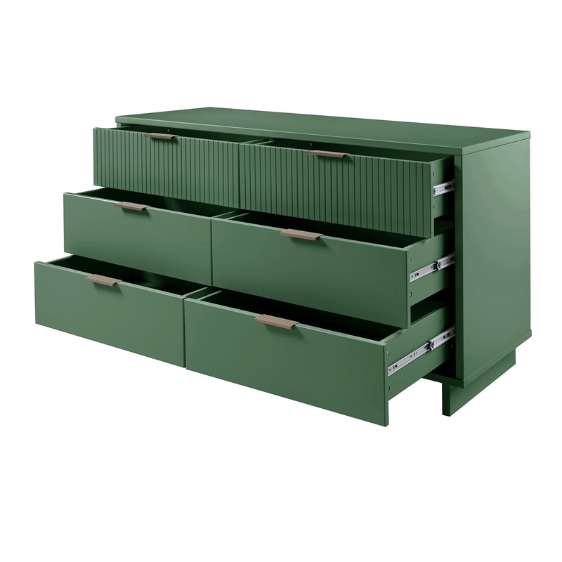 Pemberly Row Modern Engineered Wood Double Dresser in Sage Green