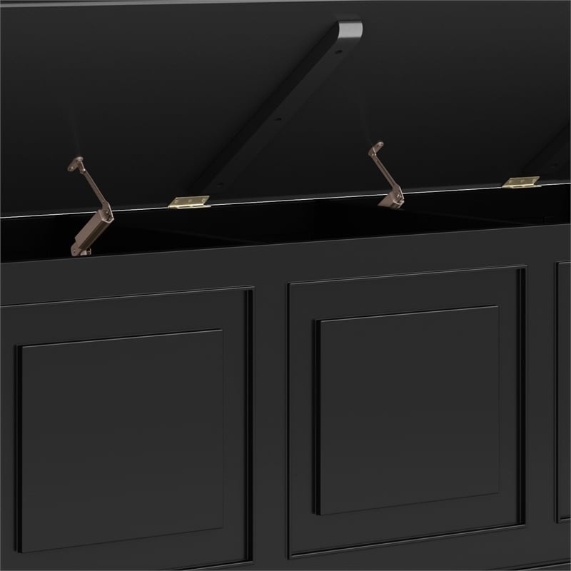 Pemberly Row Solid Wood 51 inch Wide Traditional Storage Bench Trunk in Black