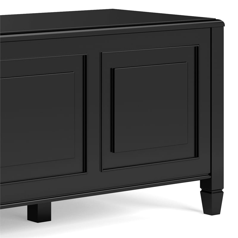 Pemberly Row Solid Wood 51 inch Wide Traditional Storage Bench Trunk in Black