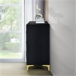 Pemberly Row Velvet 6 Drawer Dresser with Gold Legs in Black