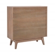 Pemberly Row Bookcase 3 Open Shelves 2 Sliding Door Panels in Natural