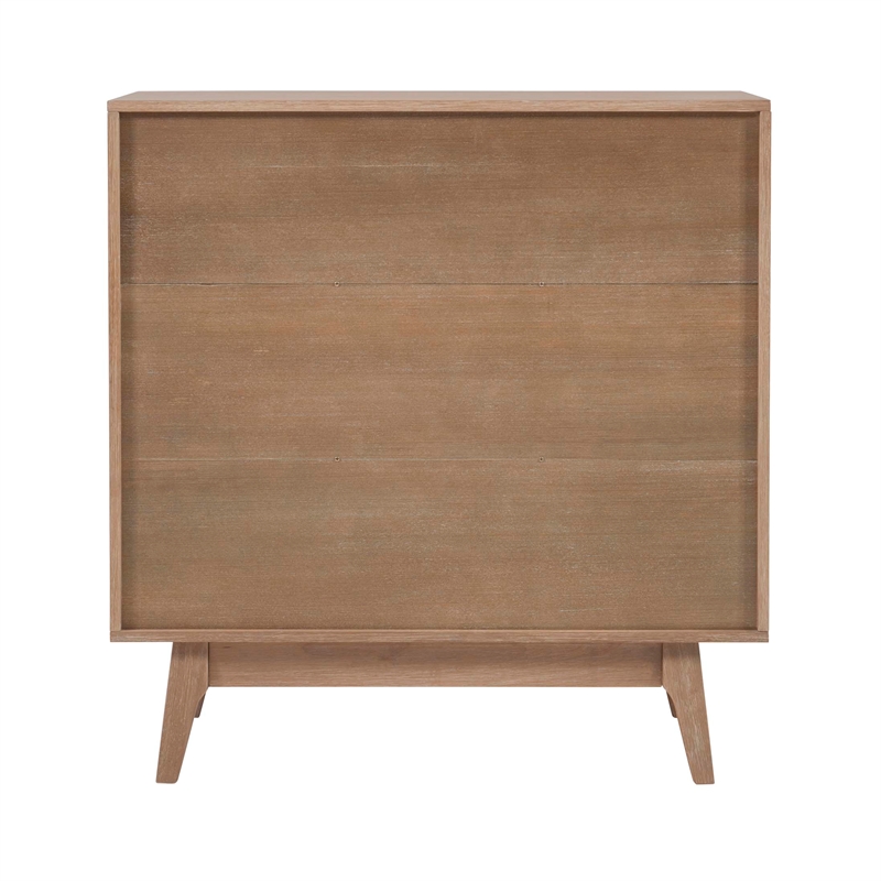Pemberly Row Bookcase 3 Open Shelves 2 Sliding Door Panels in Natural