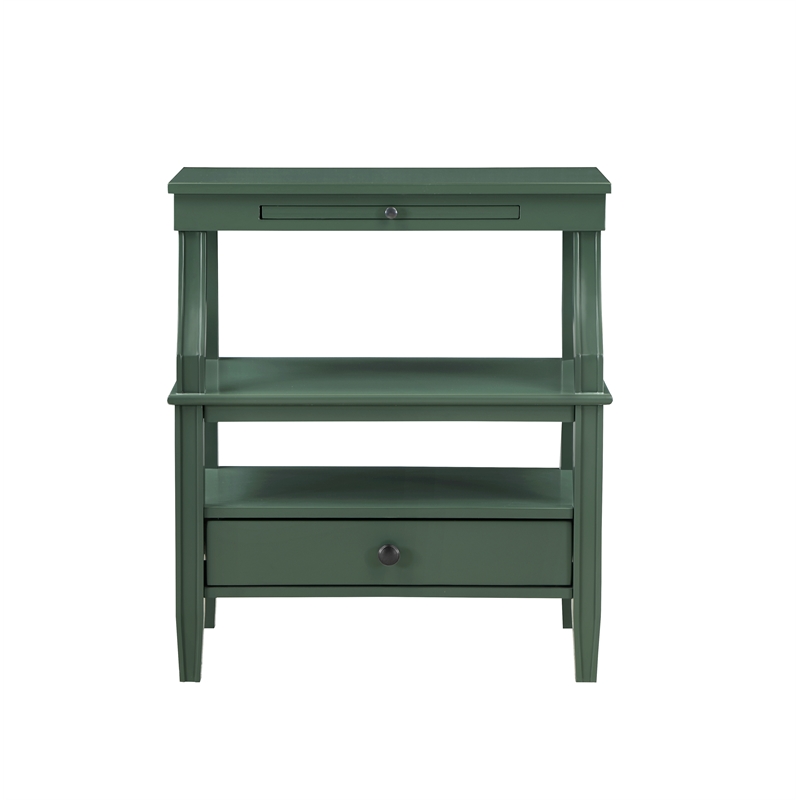 Pemberly Row Modern Vintage Green Wood 1-drawer Storage Nightstand