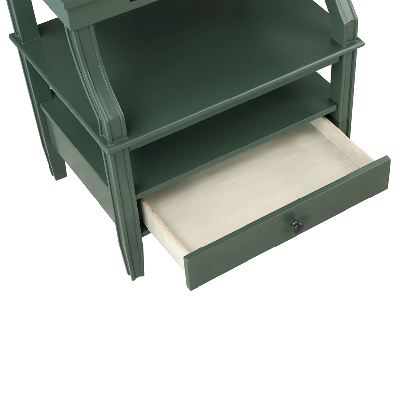 Pemberly Row Modern Vintage Green Wood 1-drawer Storage Nightstand