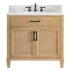 Pemberly Row 36&quot Wood Vanity without Mirror in Weathered Fir Brown/White