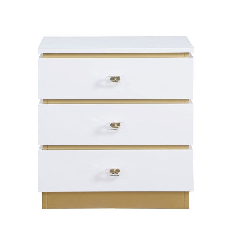 Pemberly Row Modern / Contemporary White Side Table with Drawers