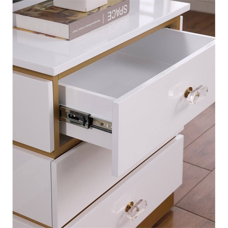 Pemberly Row Modern / Contemporary White Side Table with Drawers