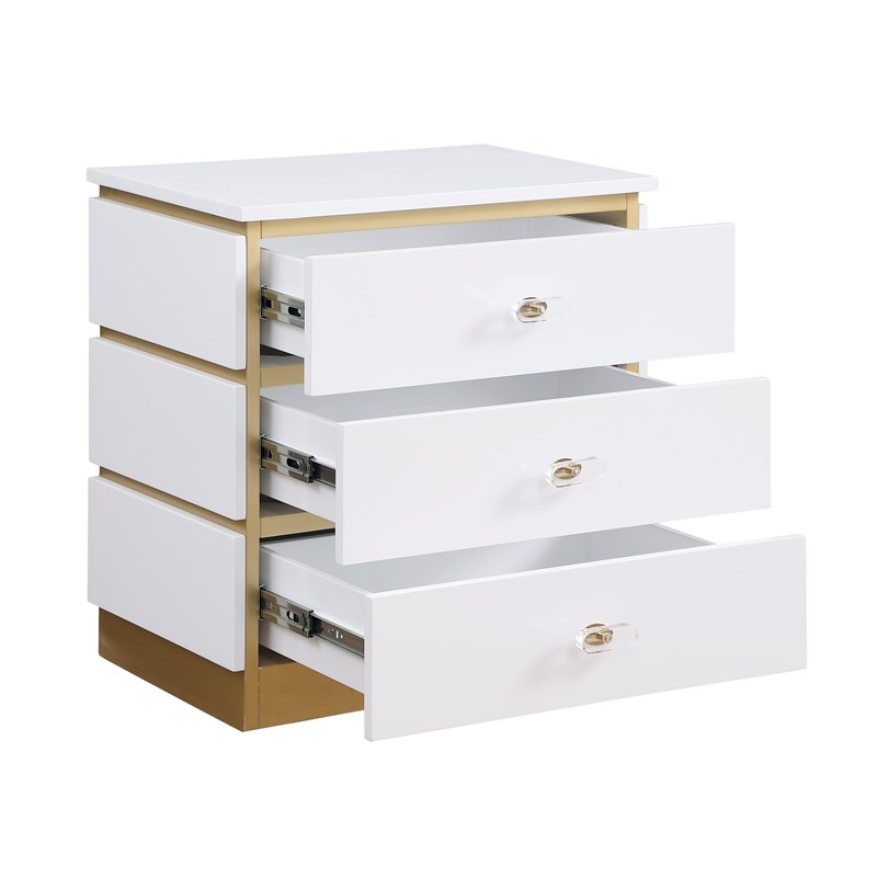 Pemberly Row Modern / Contemporary White Side Table with Drawers
