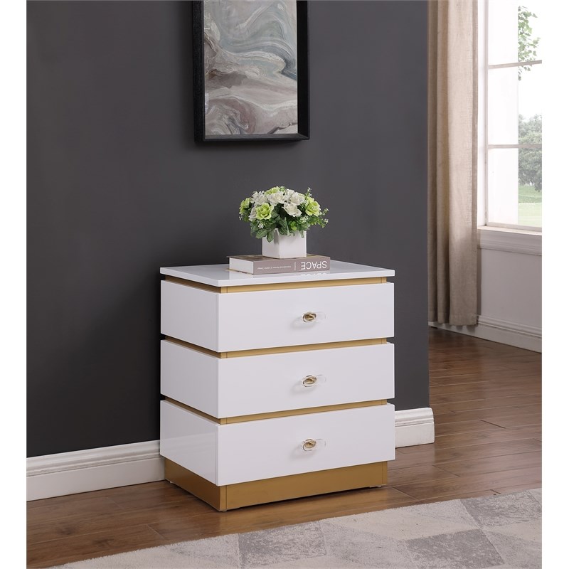 Pemberly Row Modern / Contemporary White Side Table with Drawers