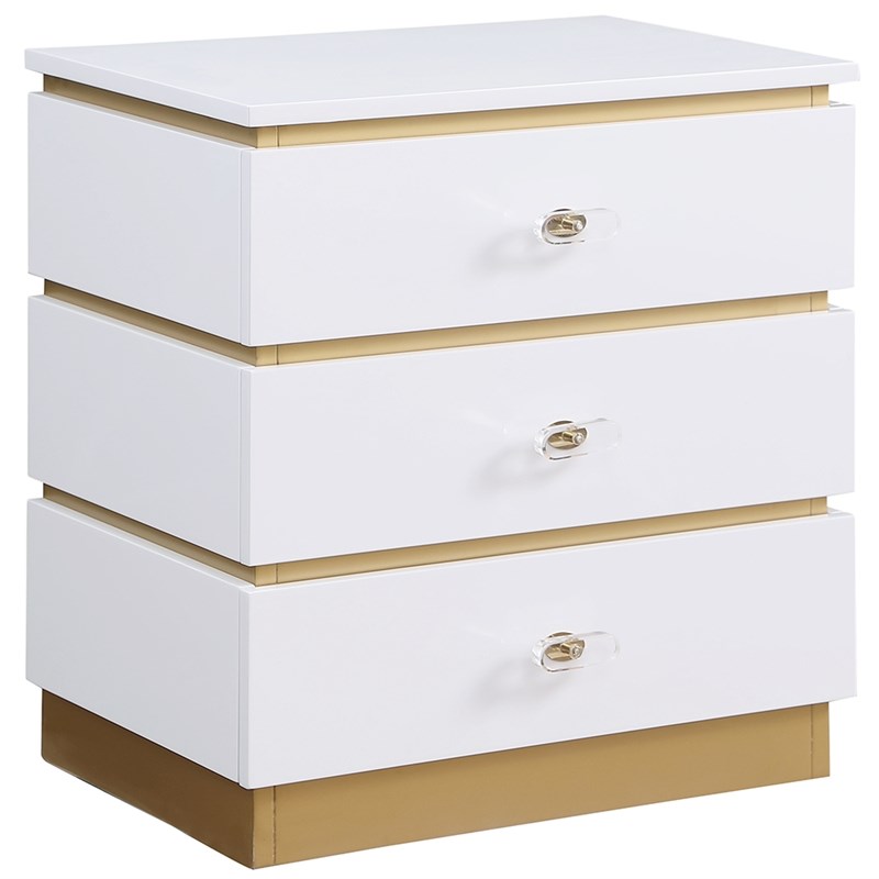 Pemberly Row Modern / Contemporary White Side Table with Drawers