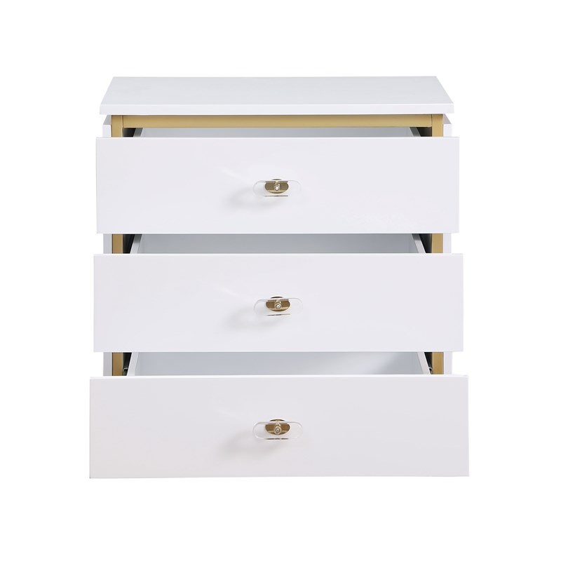 Pemberly Row Modern / Contemporary White Side Table with Drawers