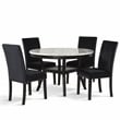 Pemberly Row 5-Pc Faux Marble/Wood Dining Set with 4 Chair-Black